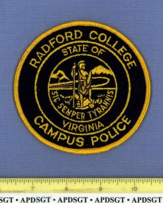 Radford College (old Vintage Felt) Virginia Campus Police Patch Cheesecloth