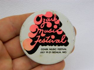 Vintage 1974 Ozark Music Festival Sedalia Missouri Metal Pinback Button
