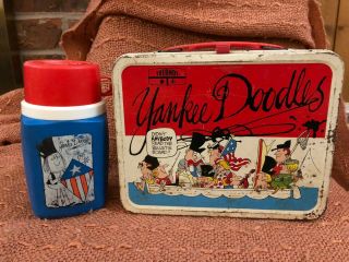 1975 Yankee Doodles Metal Lunch Box George Washington King Seeley W/ Thermos