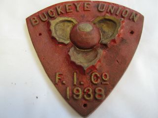 Rare Buckeye Union F.  I.  Co.  1938 Fire Plaque Cast Iron