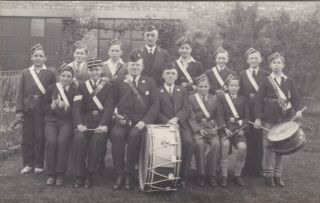 Old Photo Boys Brigade Officer Children Boy Uniform Band Drum Music F3