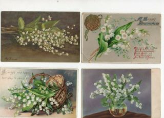 19 Vintage Postcards: Lily Of The Valley Flowers