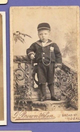Victorian Boy In Uniform Vintage Old Cdv Photo Brown Of Deal Lj