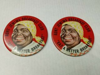 Two Vintage Aunt Jemima Breakfast Club - Pin Back Button - Green Duck Co