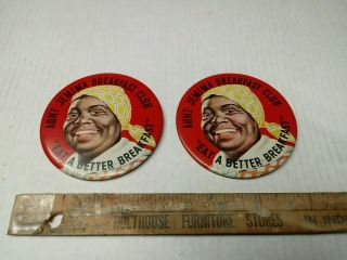 Two Vintage Aunt Jemima Breakfast Club - Pin Back Button - Green Duck Co 2