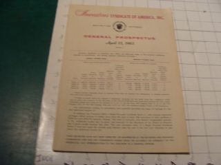 Vintage Booklet: 1965 - Gemeral Prospectus Investors Syndicate Of America 46pgs