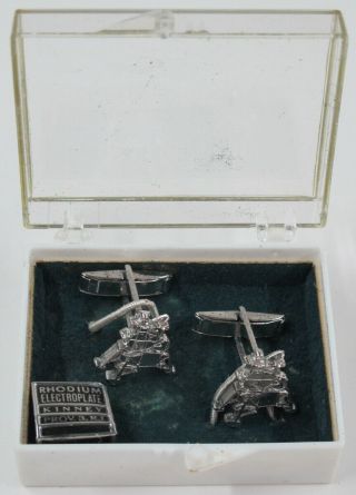 Vintage Nasa Apollo Lunar Lander Module Lem Cuff Links Pin Silver Rare