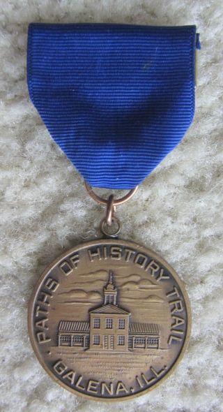 Vtg Paths Of History Trail Medal Boy Scout Pin Bsa Oa Badge Award Blue Ribbon
