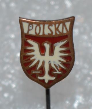 Polish Polska Poland Eagle Crests Coat Of Arms Heraldic Vintage Stick Pin Badge