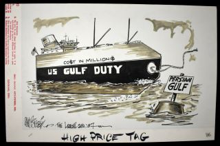 1987 U.  S Spends Millions In Persian Gulf Cartoon Art By Phil Bissell