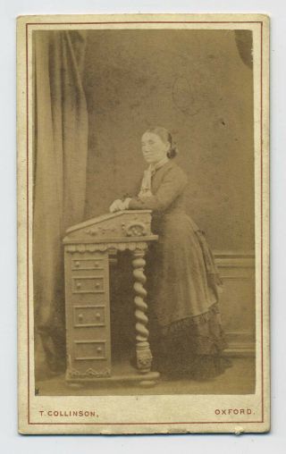 A Victorian Lady & Writing Desk Cdv Photograph T.  Collinson Oxford