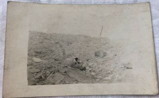 Vtg Rppc World War I Wwi Nr Military Skull Remains Trench Carnage 1918 Photo