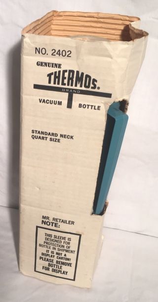 Vintage 60’s Thermos Aqua Mid Century Modern Model 2402 Box Packaging