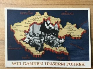A Interesting Color German Nazi Wwii Postcard " Wir Danken Unseren Führer "