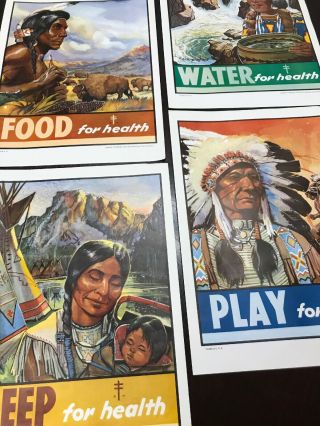 Vintage Tuberculosis Association Native American Indian Health Posters 1954 Usa