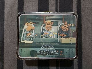 1977 Thermos King - Seely The Muppet Show Pigs In Space Metal Lunchbox