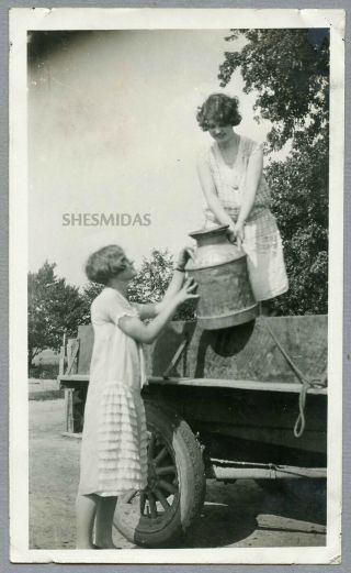 819 Hard At Work On The Farm,  Flapper Women,  Vintage 1927 Photo
