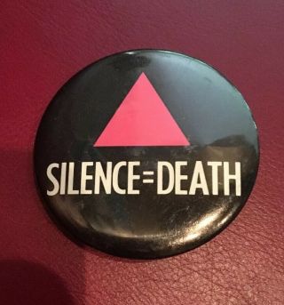 Silence = Death Button Pin Lgbt Gay Lesbian Pride Black Inverted Pink Triangle