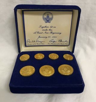 1981 Ronald Reagan George Bush Presidential Inauguration Gold Blazer Button Set