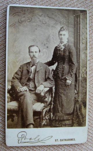 Antique Cdv Photo Portrait Of A Lovely Couple St.  Catharines Ontario Canada