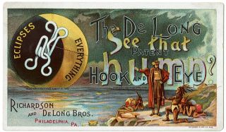 1890s Trade Card For Richardson And Delong Bros Hook And Eye Fasteners
