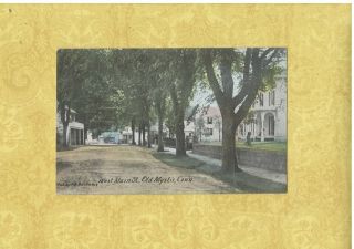Ct Old Mystic 1912 Era Antique Postcard Homes On West Main St Conn To Hebron