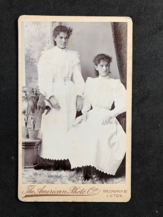 Victorian Carte De Visite Cdv: Young Ladies White Dresses: American Photo: Luton