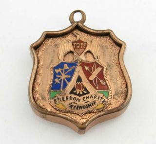 Vintage Order Of Redmen Fob - Tote Fraternal Crest Member Collectible