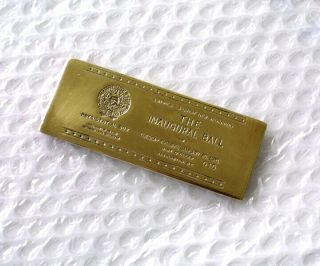 President Ronald Reagan Inaugural Ball Brass Plaque Paper Weight