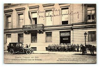 Vintage Postcard Wwi German Propaganda Occupation Troops Building Belgium J1