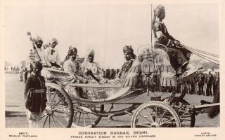 India 1911 Delhi Coronation Durbar Ranjit Sing In His Silver Carriage Photo Card