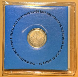 1971 Franklin Apollo 14 Moon Silver Mini - Coin W/ Collector Society