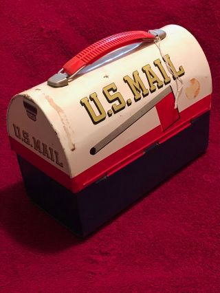 1969 Vintage U.  S.  Mail Metal Dome Lunchbox By Aladdin