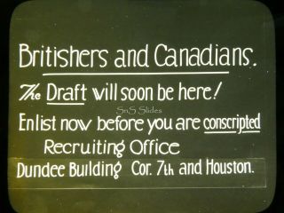1 X Rare B&w Magic Lantern Slide Wwi Commonwealth Conscription Notice Canada Uk