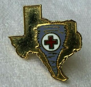 American Red Cross Pin Texas State Map Hurricane Disaster Tie Tack Lapel Pin