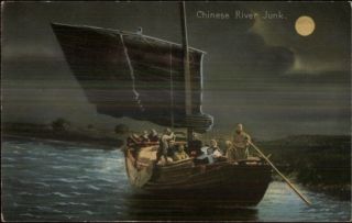 China Chinese River Junk Ship Publ In Shanghai C1910 Postcard