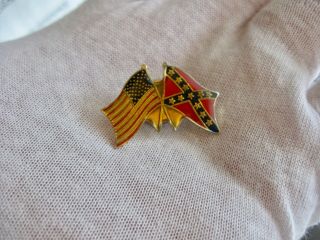 Vintage Us Flag And Southern Flag Lapel Hat Pin Button