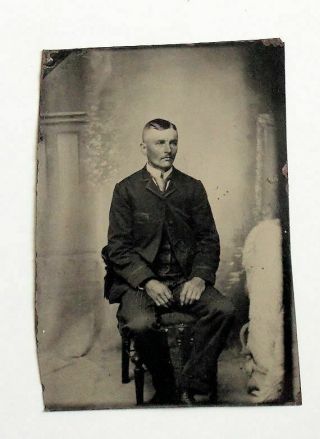 Vintage Tintype Photo - Man Sitting