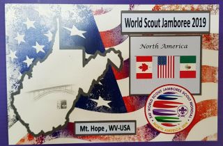 24th world scout jamboree 2019 / Postmark on USPS official postcard and MONACO 2