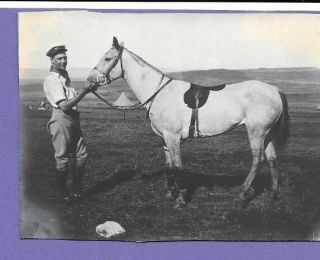 Soldier & Horse Boer War South Africa Vintage Old Photo 9x7cm Jc8