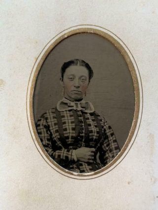 Antique Tintype Photo 1800s Young Victorian Woman