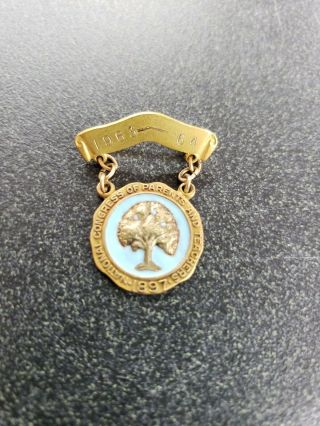 Vintage National Congress Of Parents And Teachers 10k Gold & Enamel Badge Pin