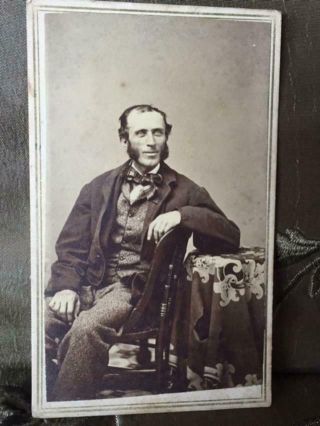 Antique 1800s Civil War Era Cdv Photo Man With Intense Eyes York City