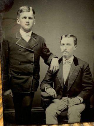 Antique Tintype Photo 1800s Victorian 2 Young Men