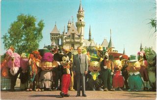 Walt Disney & Mickey Mouse - Disneyland,  Anaheim,  Ca California Chrome Postcard