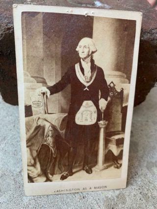 Antique Cdv Photo Civil War Era George Washington As Mason Masonic Art Filler