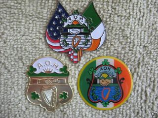 Ancient Order Of Hibernians Aoh 3/badges " St Pats Parade Day " 3 Pin Set Ireland