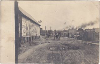 Rppc Real Photo Postcard Of Robinson Texas Street Scene Broadside Ad Circa 1900s