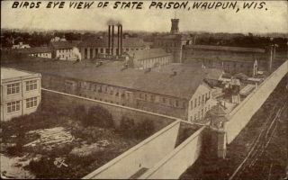 Waupun Wi Birdseye View State Prison C1910 Postcard