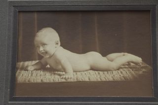 Vintage Black and White Framed Photo of Baby,  early 1900 ' s 2